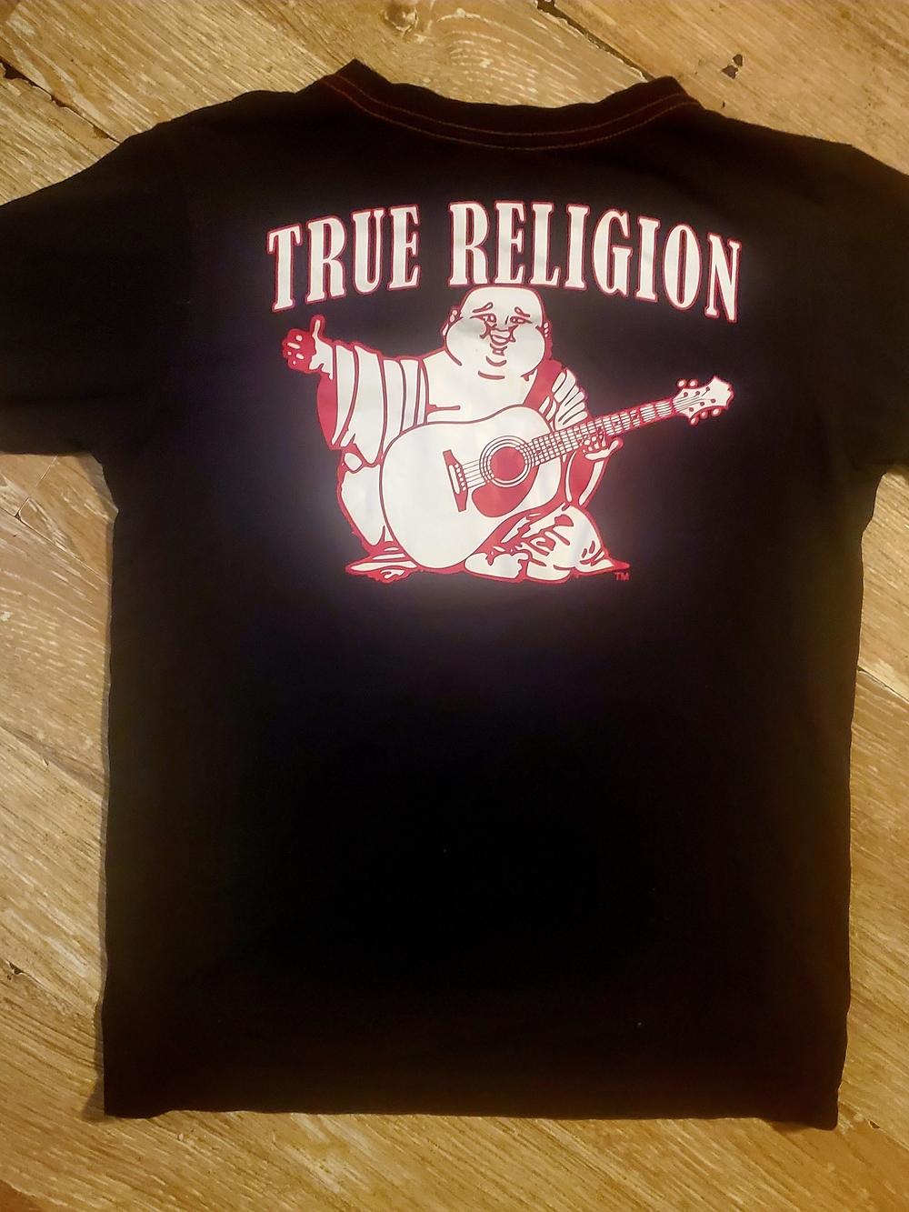 True Religion Black Tee with Red Logo